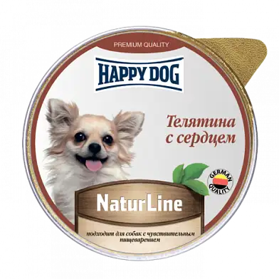 Happy dog Natur Line влажный корм паштет для собак телятина с сердцем (ламистер)