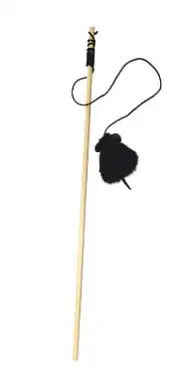 ZOOexpress игрушка для кошек удочка с мышкой, с натуральным мехом, деревянная